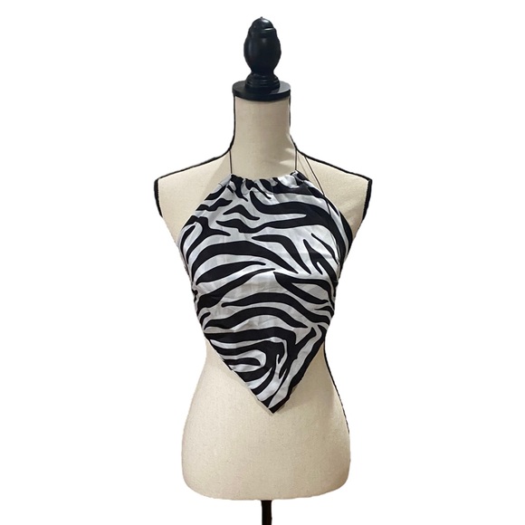 Zebra Print Bandana Halter Top - Picture 3 of 5